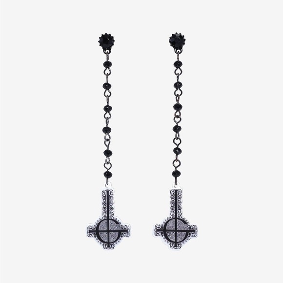 Ghost Grucifix Drop Earrings Hot Topic Papa Emeritus Nameless Ghoul - Picture 2 of 2